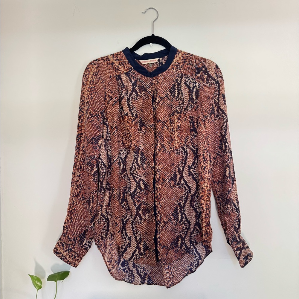 Rebecca Taylor 100% silk Snakeskin Print Women's Top